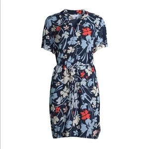 Time and Tru Blue Cove Floral Woven Shirtdress